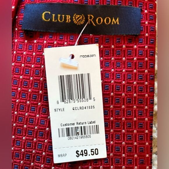 NWT Club Room 100% Silk Red Tie Polka Dot - Picture 5 of 6